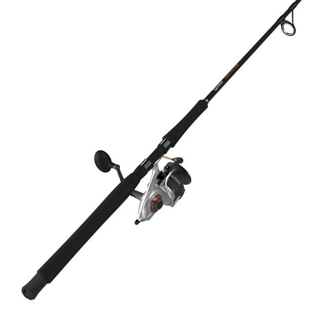 Quantum Reliance Spinning Reel and Fishing Rod Combo 8-Foot 2-Piece Fishing Pole Size 85 Reel Silver/Black
