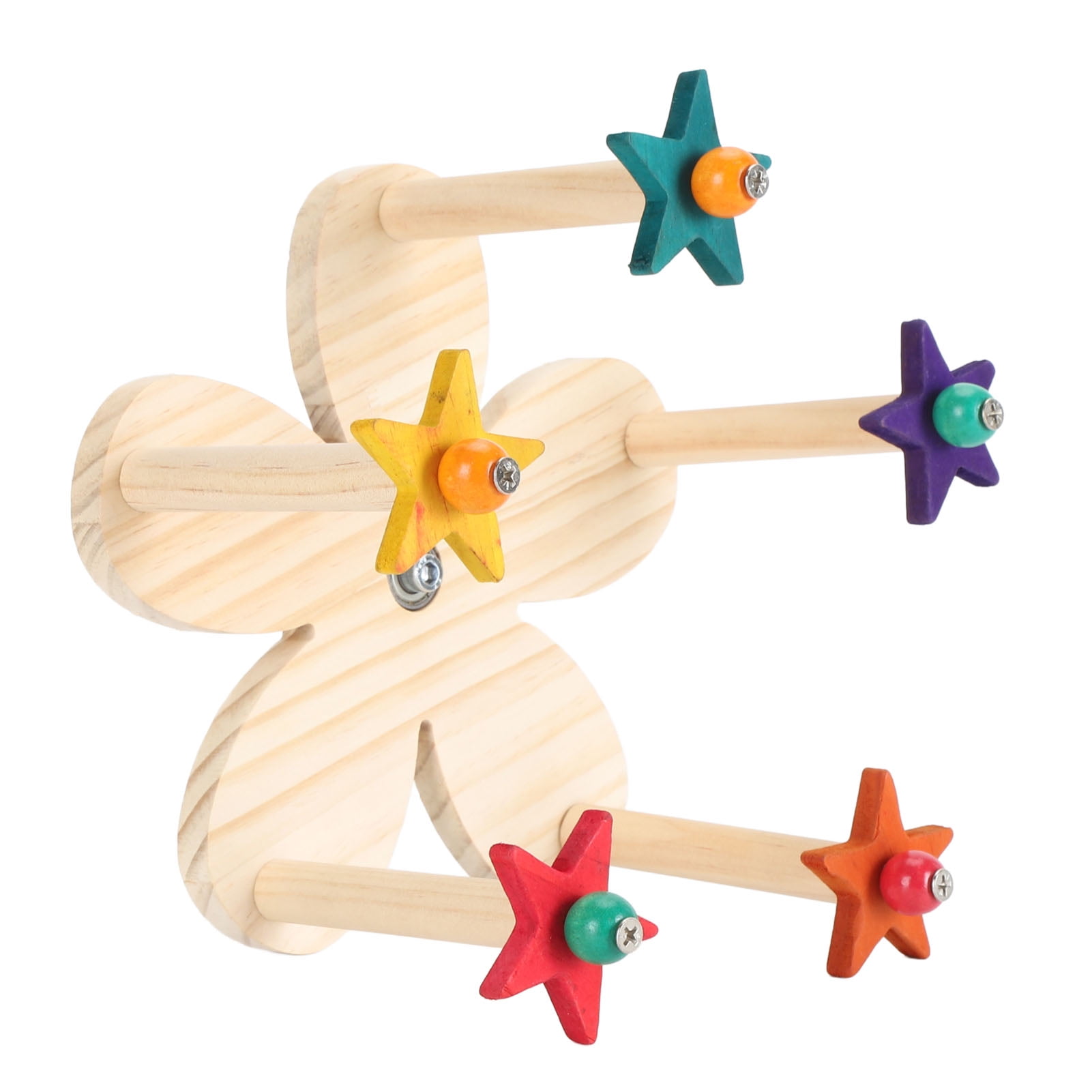 Riousery Bird Ferris Wheel Toy Rotating Wooden with 5 Perches for Budgies Conures Lovebirds Parakeets Finches, Durable Rotatable Parrot Perch Toy Bird Cage Accessory