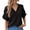 c01Black, variant on Womens Summer Ruffle Puff Plain V Neck T Shirts Short Sleeve Loose Fit Dressy Tee Casual Blouse Tunic Tops Orange XXL