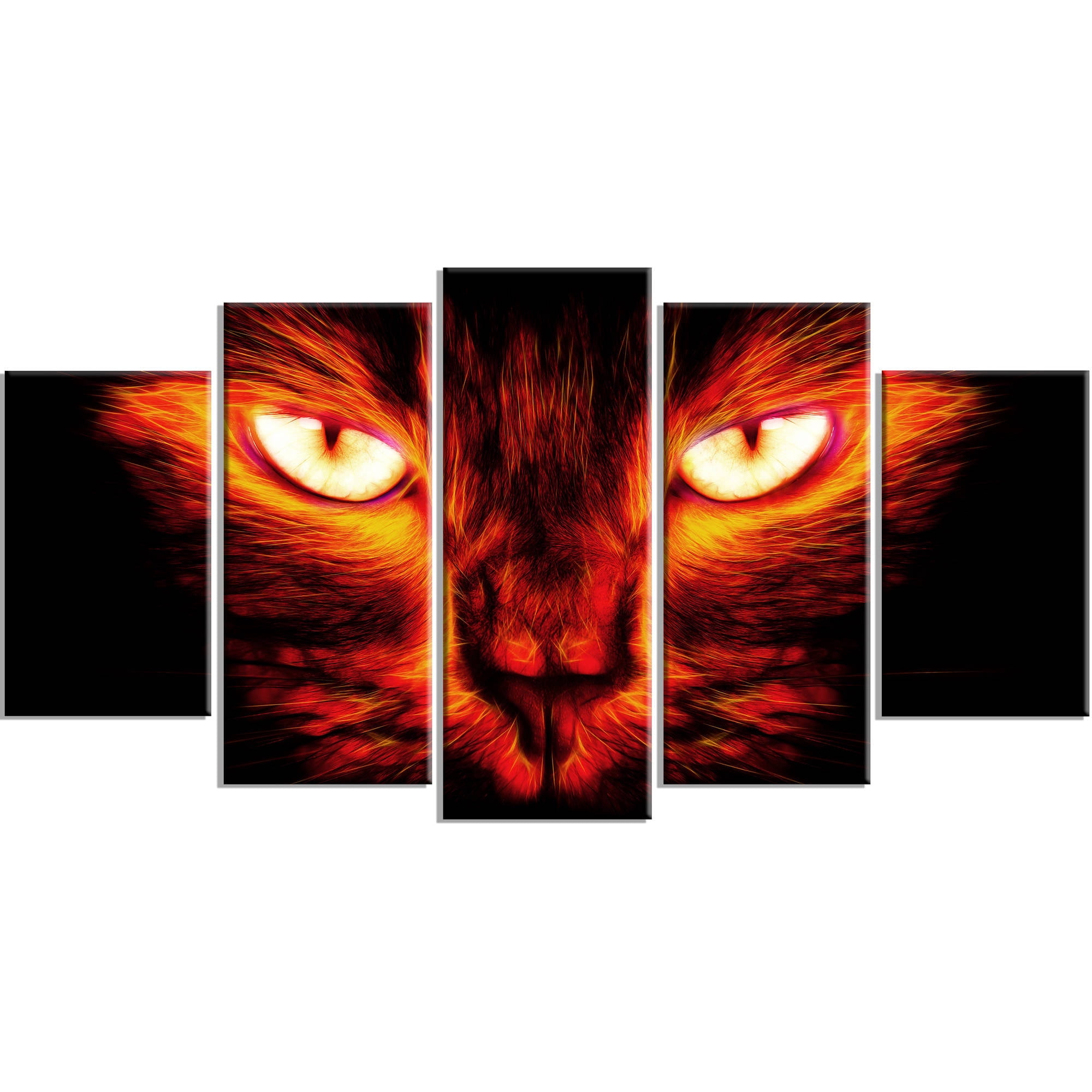 Design Art Pink and Black Cat Eyes Canvas Art, 5 Panels, 60" x 32"