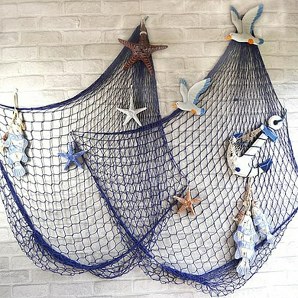 Decorative Fish Netting Portable Hanging Stylish Household Bedroom Sea  Shell Living Room Bar Fishing Net Decor Ornament with Sea Shell Blue