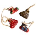thumbnail image 2 of D-GROEE Festive Tree Ornaments Festive Resin Christmas Ornaments Set of 4 Xmas Tree Bell Stocking Design Vintage Style with Lanyard for Holiday Decorations, 2 of 8