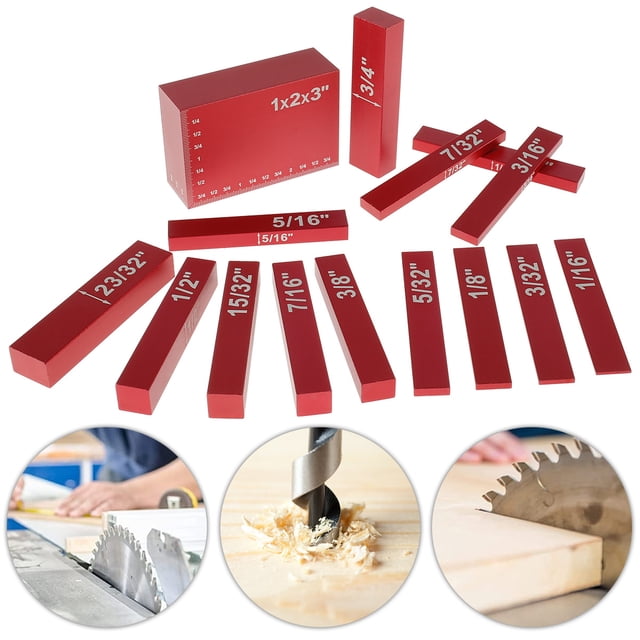 ZTOO 15Pcs Aluminum Alloy Height Gauge Block High Precision Setup Bars Portable Testing Gauge Block for Router Table Saw Woodworking Accessories