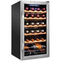 Ivation 24 Bottle Compressor Wine Refrigerator, Freestanding Wine Cooler with Lock, Stainless Steel