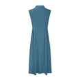 thumbnail image 5 of Vestido informal para mujer: largo con botones, cuello elegante, cómodo para el verano, lavable a máquina, 5 of 5