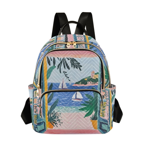FORMRS Mini Backpack Purse for Women Travel Daypack Casual Shoulder Bag, Pink Seaside