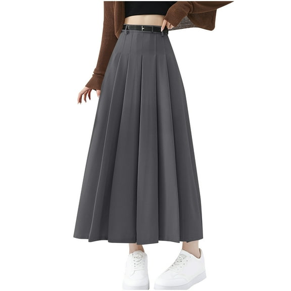Women's High Waist Long Skirt A-Line AnkleLength Pleated Maxi Skirt Fall Winter Classic Formal Elegant Office Work Skirt
