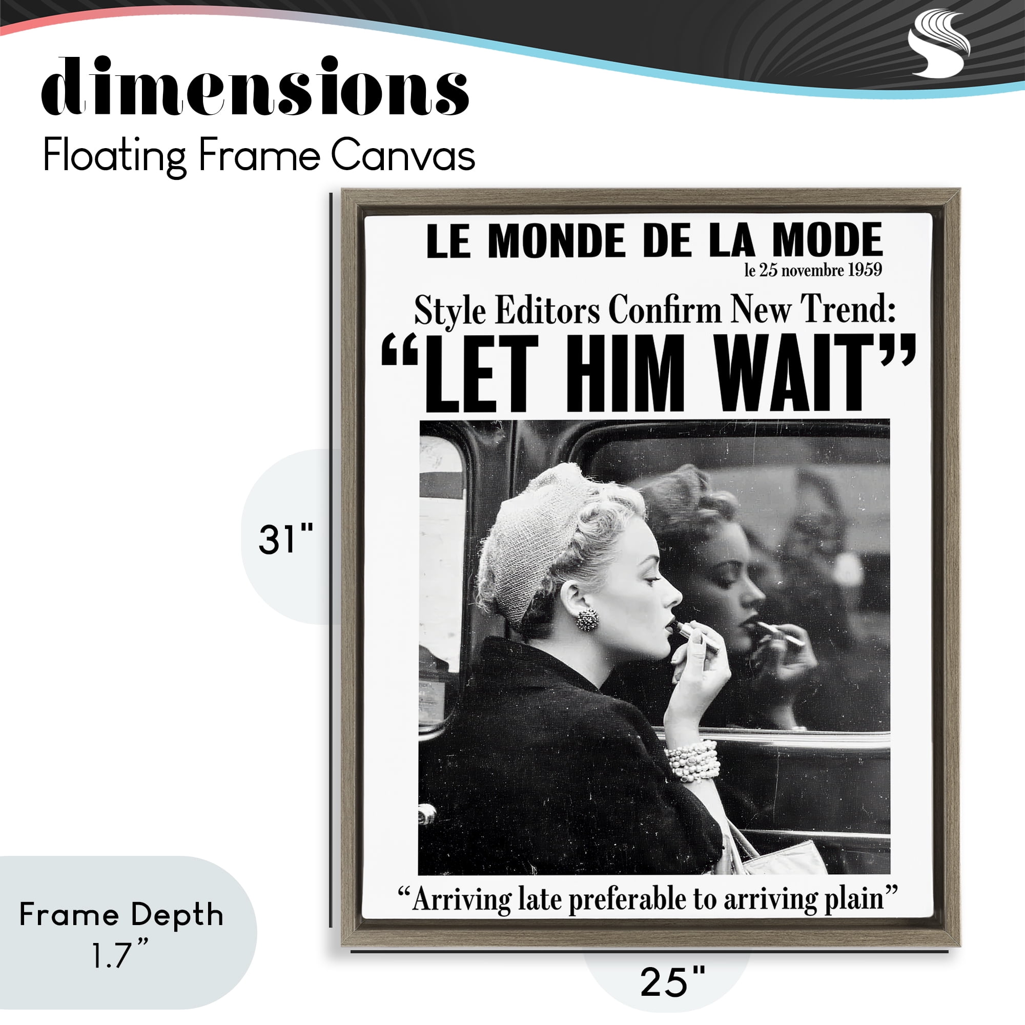Stupell Industries Let Him Wait Advice Brown Framed Floater Canvas Wall Art, design by Annabelle Hall
