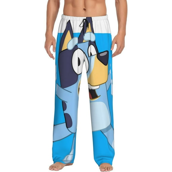 Silaia Bluey Print Mens Pajama Pants,Sleep & Lounge Pants, Men's Pajama Bottoms,PJ Bottoms with Pockets and Drawstring/Elastic Waist-