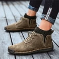 thumbnail image 6 of Xfvqtps Mens Ankle Boots British Lace Up Comfortable Motorcycle Skin Casual Suede Sports Shoes Retro Combat Shoes Breathable Locomotive Tooling Shoe Khaki, 6 of 8