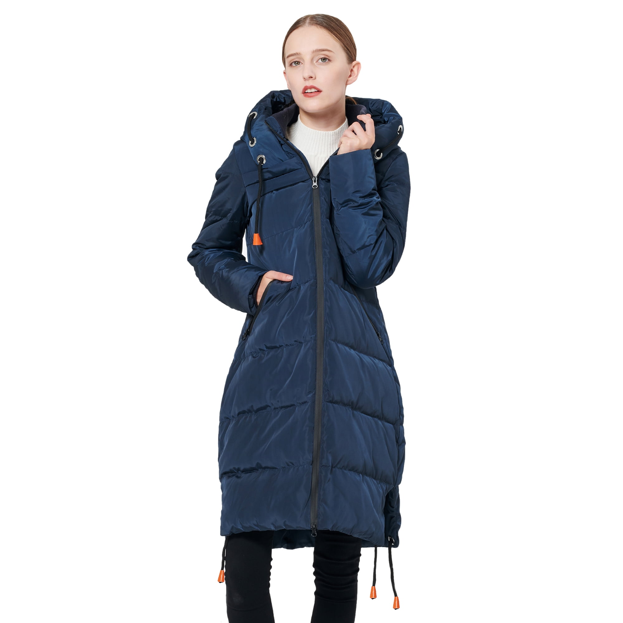 orolay women's thickened contrast color drawstring down jacket hooded coat