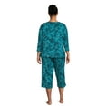 thumbnail image 2 of The Pioneer Woman 3/4 Sleeve V-Neck Top and Cropped Pant Pajama Set, 2-Piece, Women's, 2 of 7