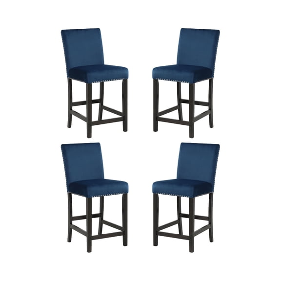 New Classic Furniture Celeste Solid Wood Counter Chairs in Blue (Set of 4)