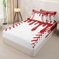 thumbnail image 2 of Homewish Red Drippy Baseball Stitch Print Zipper Full Size Comforter Sets with Fitted Sheet and 2 Pillowcases,Sports Monogram Zipper Bedding Set For Kids Boys And Girls,Reversible,4-Piece, 2 of 7