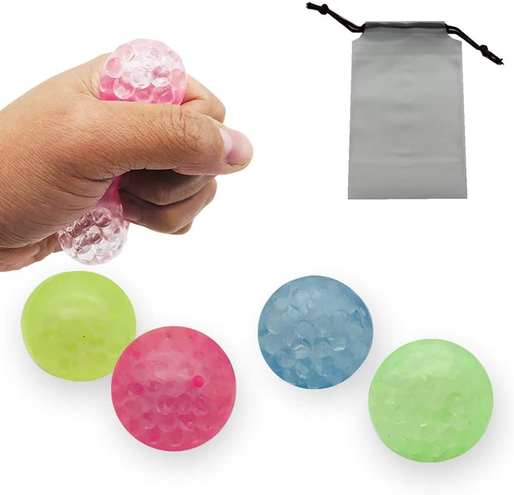 ZBT 4Pcs Ceiling Sticky Balls Decompress Stress Relief Balls Luminescent Squeeze Vent Ball Fluorescence Goo Ball Fun Toy for Kids and Adults Tear-Resistant 