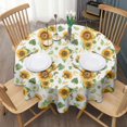 thumbnail image 3 of White Green Leaf Flower Sunflower Pattern Round Tablecloth 60"x60",Wrinkle Wipeable Table Cloth for Kitchen Dining Room Picnic Patio Party, 3 of 6