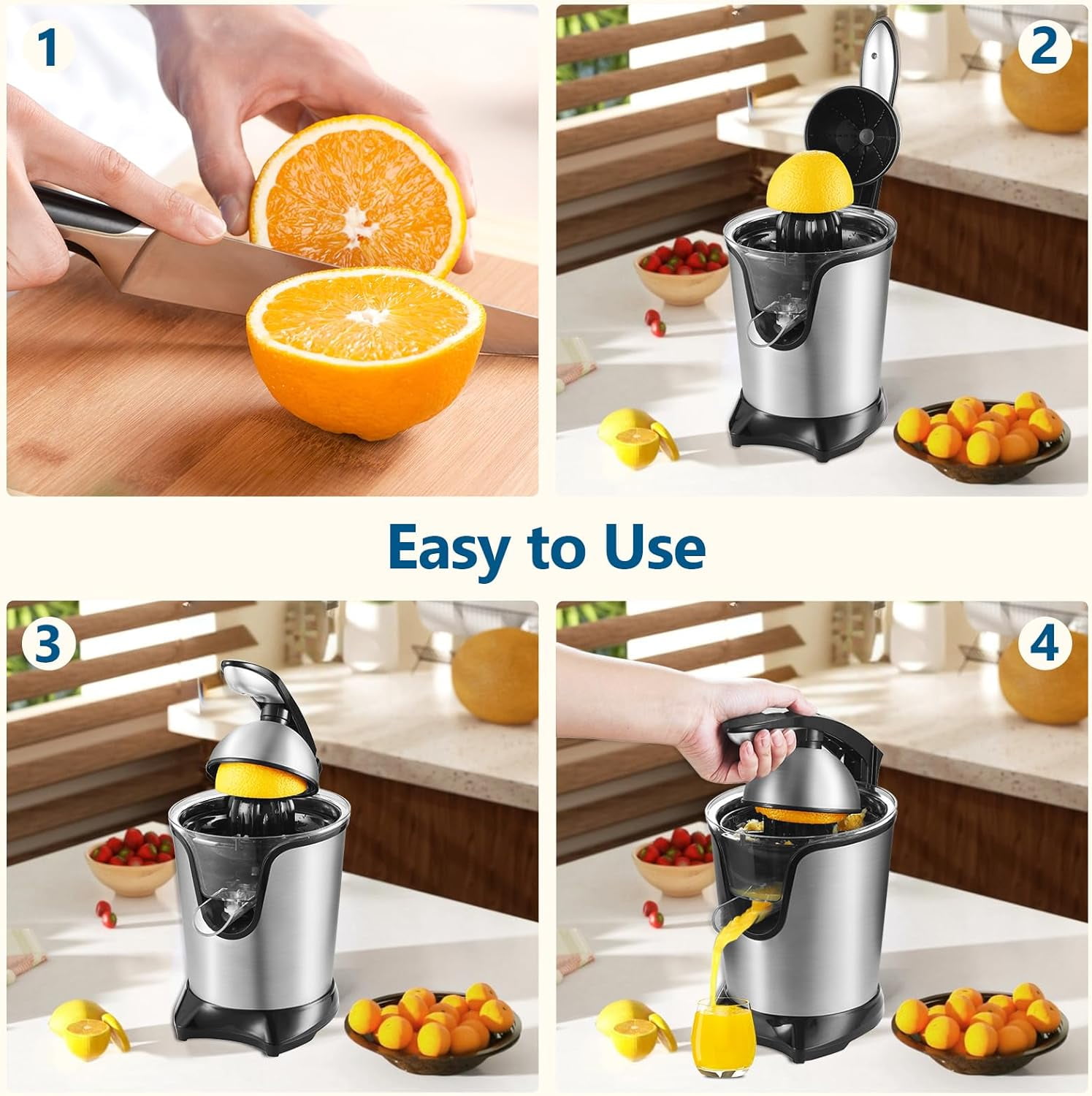 Electric Citrus Juicer Stainless Steel Hands  Lime Grapefruit Squeezer for Fresh