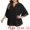 Black, variant on DARING DIVA Women's Plus Chiffon Pleated Front 3/4 Sleeve Top 1X Burgundy
