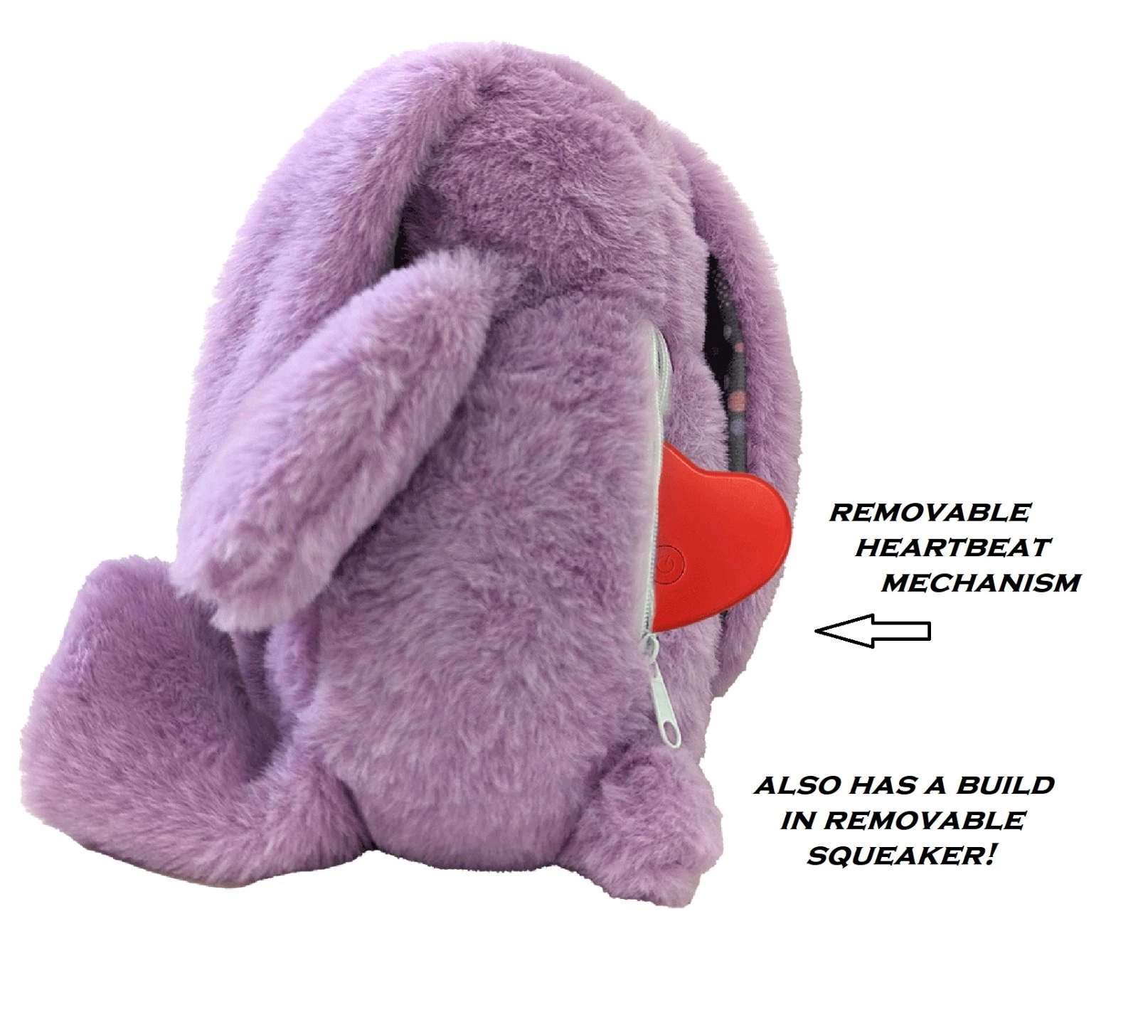 Plush Dog Toy Soothing Calming Lavender Infused 12 Inch Bunny With Heartbeat (Pink)
