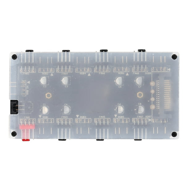 Centro De Fans De Argb Ventilador ARGB de 5 V/3 pines PWM HUB 1 a 8 divisor para placa base de PC (SATA + carcasa)