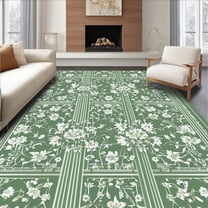 Flatwoven High Traffic Area Rug, Ultra Bow Accent Area with Delicate Green Floral, Non Slip, Stain Resistant, Washable Area Rugs for Living Room, Bedroom(Green, 4X6)