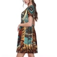 thumbnail image 2 of Naloa Pond Meditating Tiger Print Womens Summer A-Line Dress with Pockets,Short Sleeve Dresses,Flowy Beach Swing Dress for Vacation Travel, 2 of 6