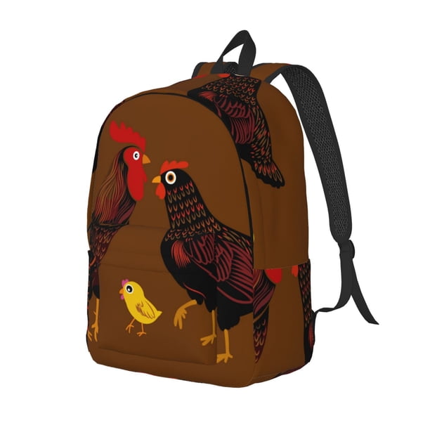 Balery Chicken Farm Animal Mochila Clásica Impresa Básica para Viaje, Mochila Escolar Resistente al Agua, Mochila de Lona con Correas Ajustables-Small