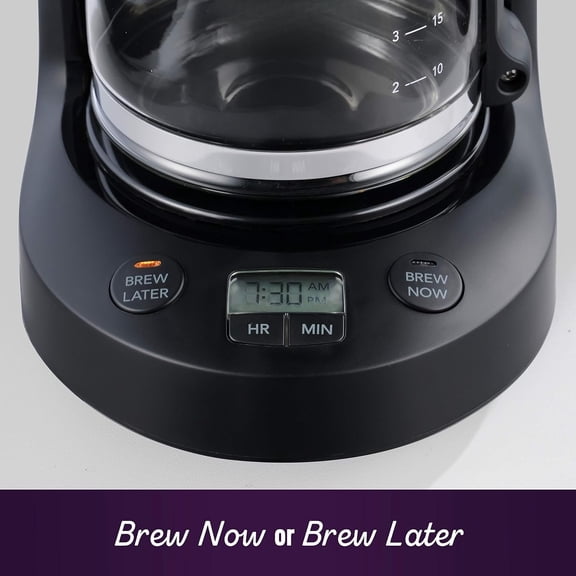 Programmable Coffee Maker 5 Cups with Auto Pause Glass Carafe Compact Design Black