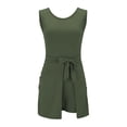 thumbnail image 4 of TrendOFT Combinaison une Pièce Femme Décontractée Été Ajustée Sans Manches Col Rond Poches Arrière Fermeture Éclair Combinaisons une Pièce Vert Armée m, 4 of 9