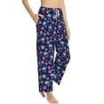 thumbnail image 6 of Salouo purple Skull flower Print Women's Pajama Pants Casual Loose Sweatpants PJs Flowy Pants Drawstring Palazzo for Women Wide Leg Pants Lounge Pajama -XX-Large, 6 of 8