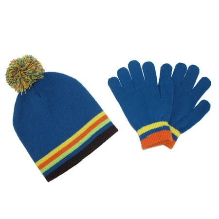Kid's Knit Striped Hat and Gloves Winter Set