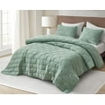 thumbnail image 2 of Chezmoi Collection George 3-Piece Jacquard Quilt Set King Size, Sage Green Textured Woven Lightweight Rectangle Quilted Bedspread for All Seasons (1 Quilt 108x96 inches, 2 Shams), 2 of 9