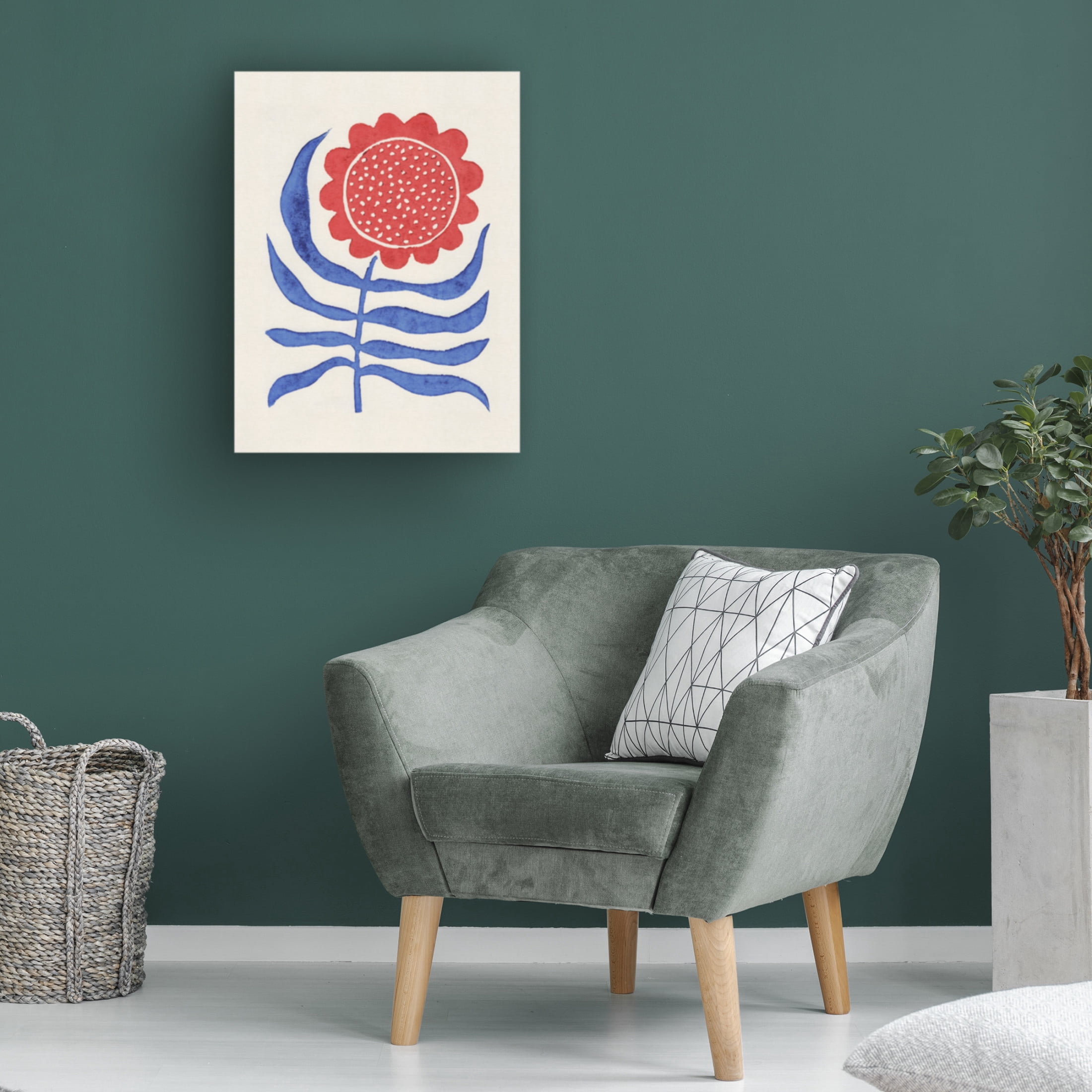 Trademark Fine Art Alisa Galitsyna Red Flower Lino Print Canvas Wall Art