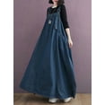 thumbnail image 4 of Denim Jumper Dress for Women Loose Version Baggy Style Maxi Length Adjustable Straps Wide Hemline Blue M, 4 of 6