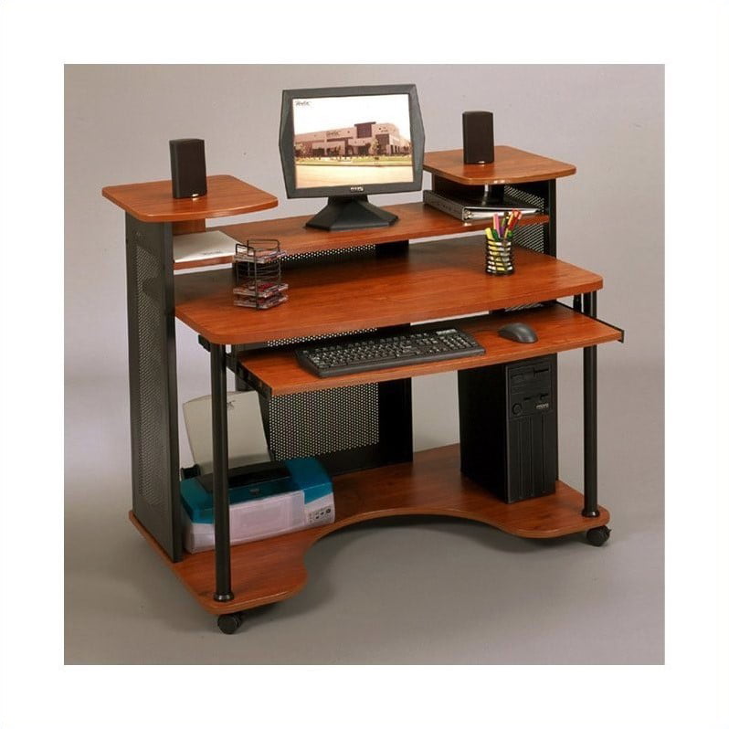Studio Rta Wood Computer Desk In Black And Cherry Walmart Com