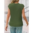 thumbnail image 5 of Summer Womens V Neck Cap Sleeve Tops Casual Loose Fit Knit Lightweight Going Out Sweater Pullover Top, 5 of 6