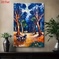 thumbnail image 2 of Canvas Painting Van Gogh Style Painting on Canvas-Like Texture - Starry Night Inspired Landscape with Blue Green Yellow Red Brown Hues, Post-Impressionist Art for Living Room, 2 of 6