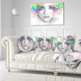 thumbnail image 3 of Designart Gray Woman with Green Flowers - Abstract Portrait Throw Pillow - 12x20, 3 of 5