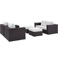thumbnail image 3 of Modway Convene 5-Piece Aluminum and Rattan Patio Sofa Set in Espresso/White, 3 of 7