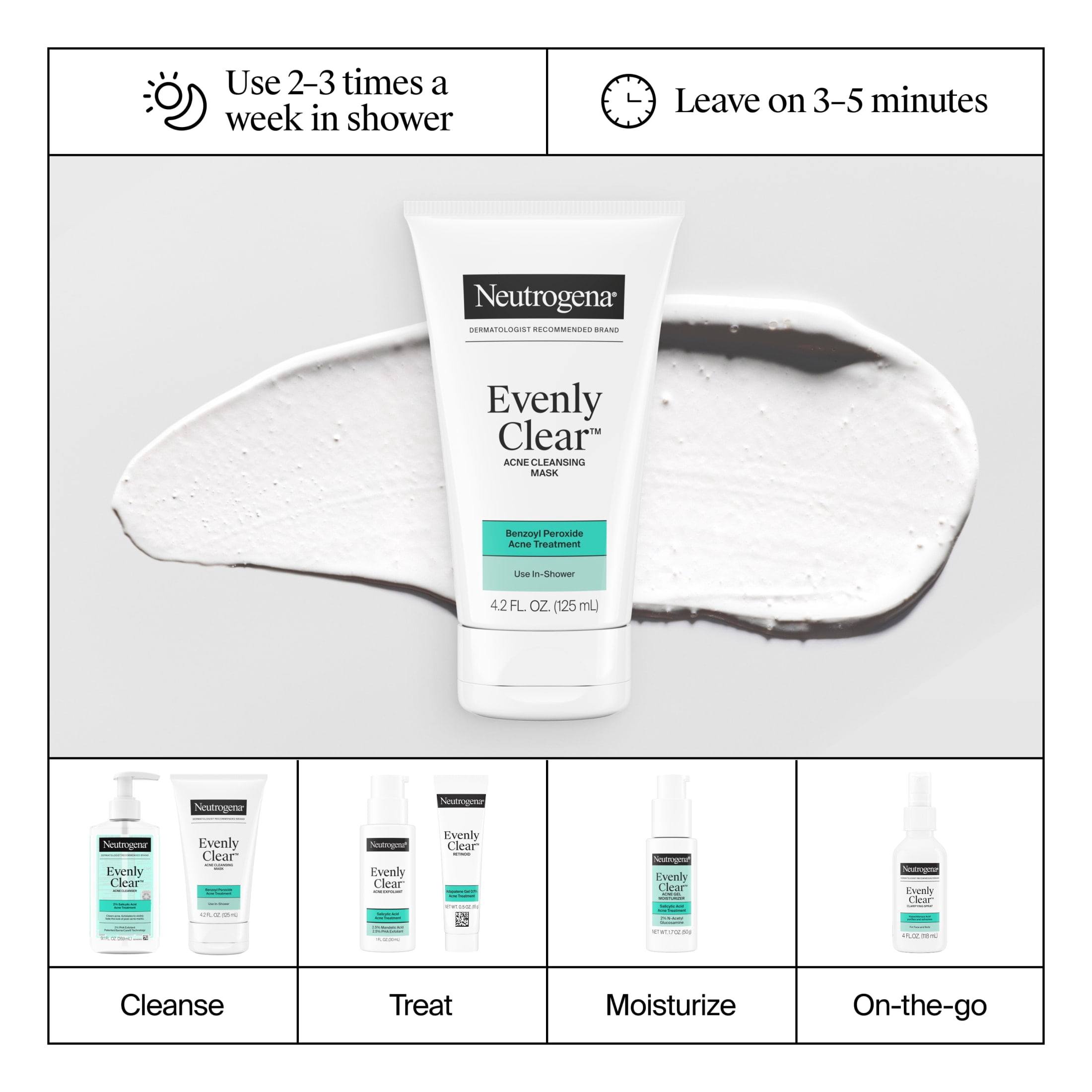 Neutrogena Evenly Clear Acne Cleansing Mask, 4.2 fl. oz