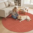 thumbnail image 2 of Round Area Rugs 5Ft, Terracotta Red Non-Slip Washable Circle Rugs Carpet, Rustic Farmhouse Solid Color Indoor Outdoor Rug Floor Mats Throw Runner for Bedroom Living Room Bathroom, 2 of 6