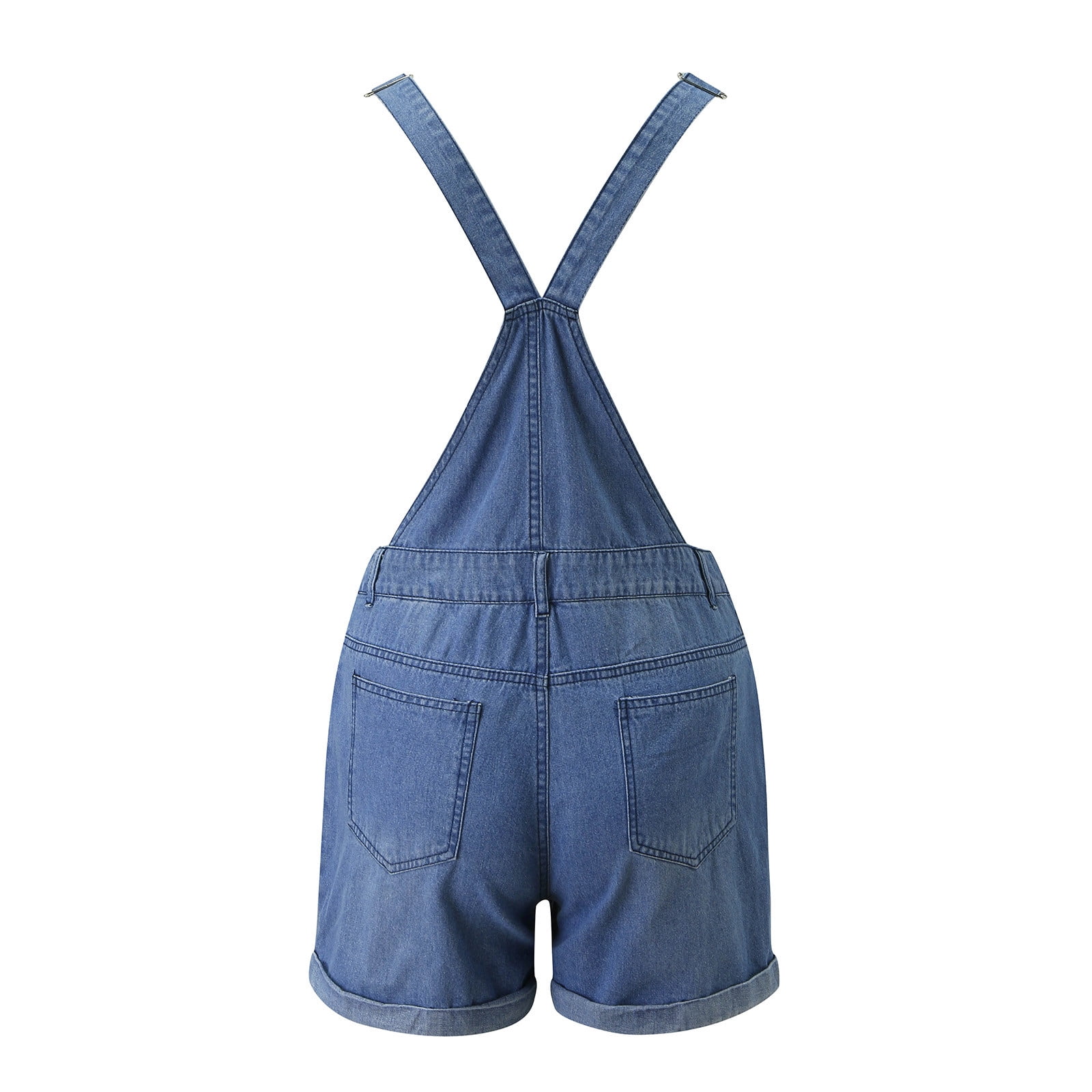 Denim Overall Shorts for Women Loose Fit Baggy Adjustable Tie Back