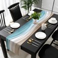 thumbnail image 3 of Turquoise Brown Table Runner 72 Inches Long, Teal White Geometric Gradient Stripes Kitchen Coffee Dining Table Decoration for Home Party Birthday Wedding Home Decor 14x72 Inches, 3 of 8