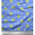 thumbnail image 1 of Soimoi Blue Cotton Duck Fabric Leaves & Floral Print Sewing Fabric Yard 42 Inch Wide, 1 of 3