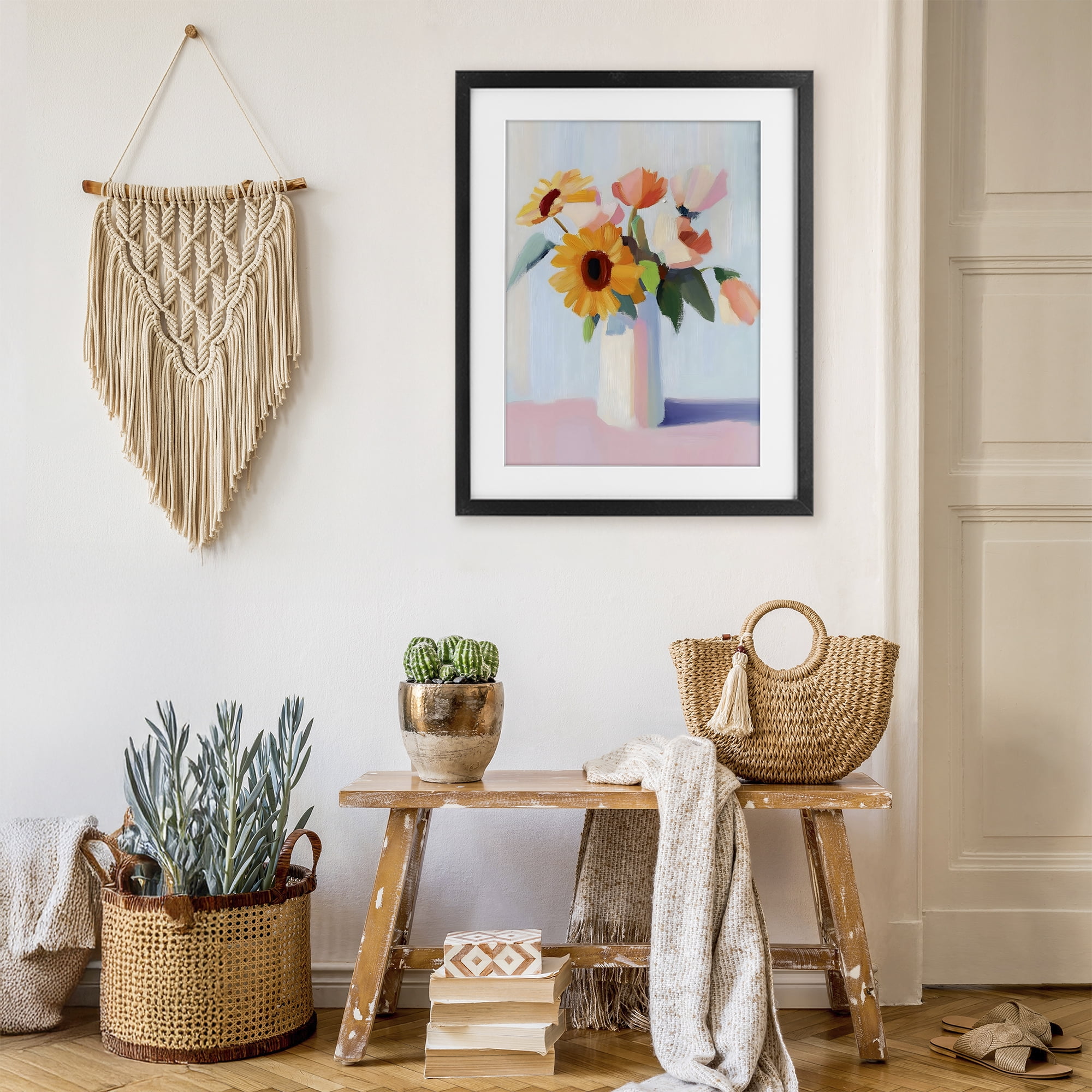 Stupell Industries Sleek Vase Bouquet Black Framed Print Under Glass, design by The Prints Vibe