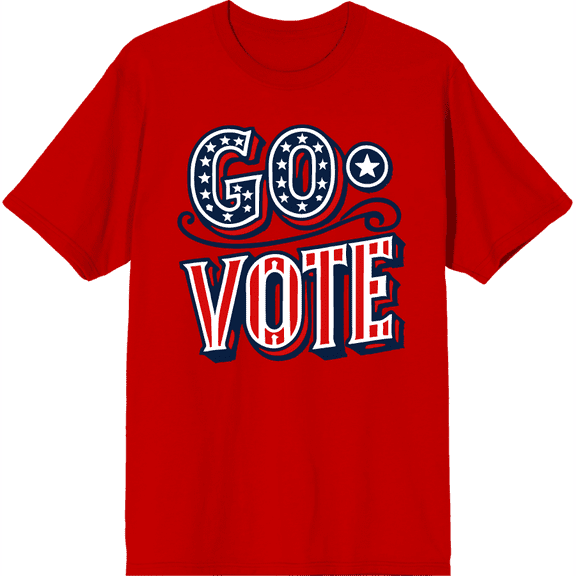 Go Vote! Adult Red Crew Neck Short Sleeve Tee-Medium