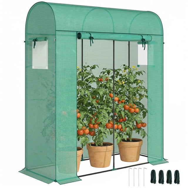 Outsunny Mini Serre, Serre de Jardin Portable avec Housse PE, Vert
