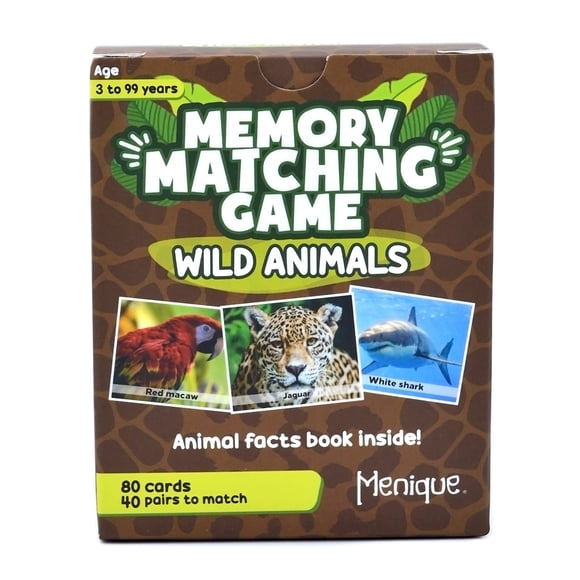 Juego de combinación de recuerdos Menique Wild Animals con libro educativo Menique Menique