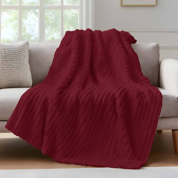 Pure Red Wine Fleece Throw Blanket for Couch, Simple Solid Color Microfiber Flannel Blanket for All Season, Lightweight Soft Throw Blankets for Baby, Kids, Pets, 30"x40"