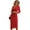 Deep Red, variant on Women's Ruched Surplice Long Sleeve Midi Dress with Stretch Bodice ninety percent polyester ten percent elastane
